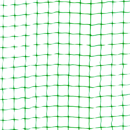 Close-up of green plastic batting cage netting with square mesh