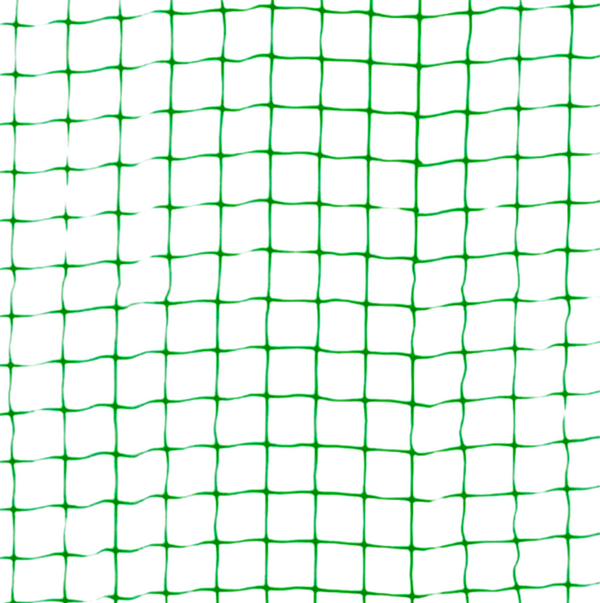 Close-up of green plastic batting cage netting with square mesh